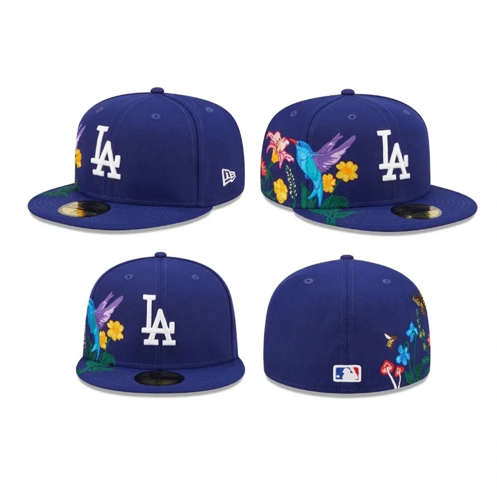 NEW ERA - MLB Hat - Los Angeles Dodgers Blooming 59FIFTY Fitted Cap - Blue - Picture 2 of 7